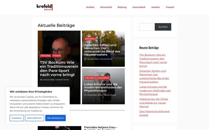 Screenshot of krefeld-regio.de