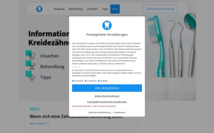 Screenshot of kreidezahn.de