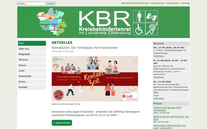 Screenshot of kreisbehindertenrat-landkreis-oldenburg.de