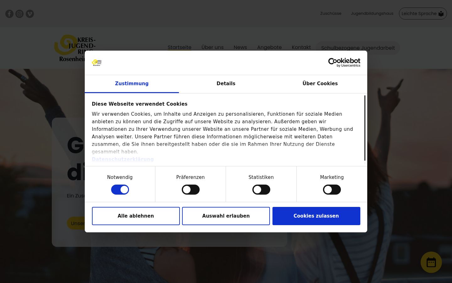 Snímka obrazovky banera súhlasu zobrazeného pred akoukoľvek interakciou