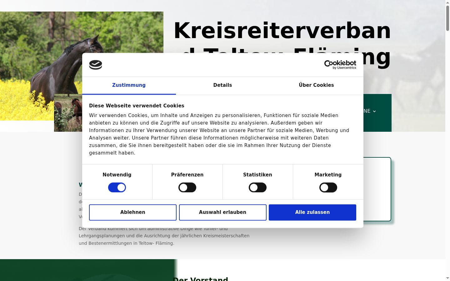 Screenshot del banner di consenso mostrato prima di qualsiasi interazione