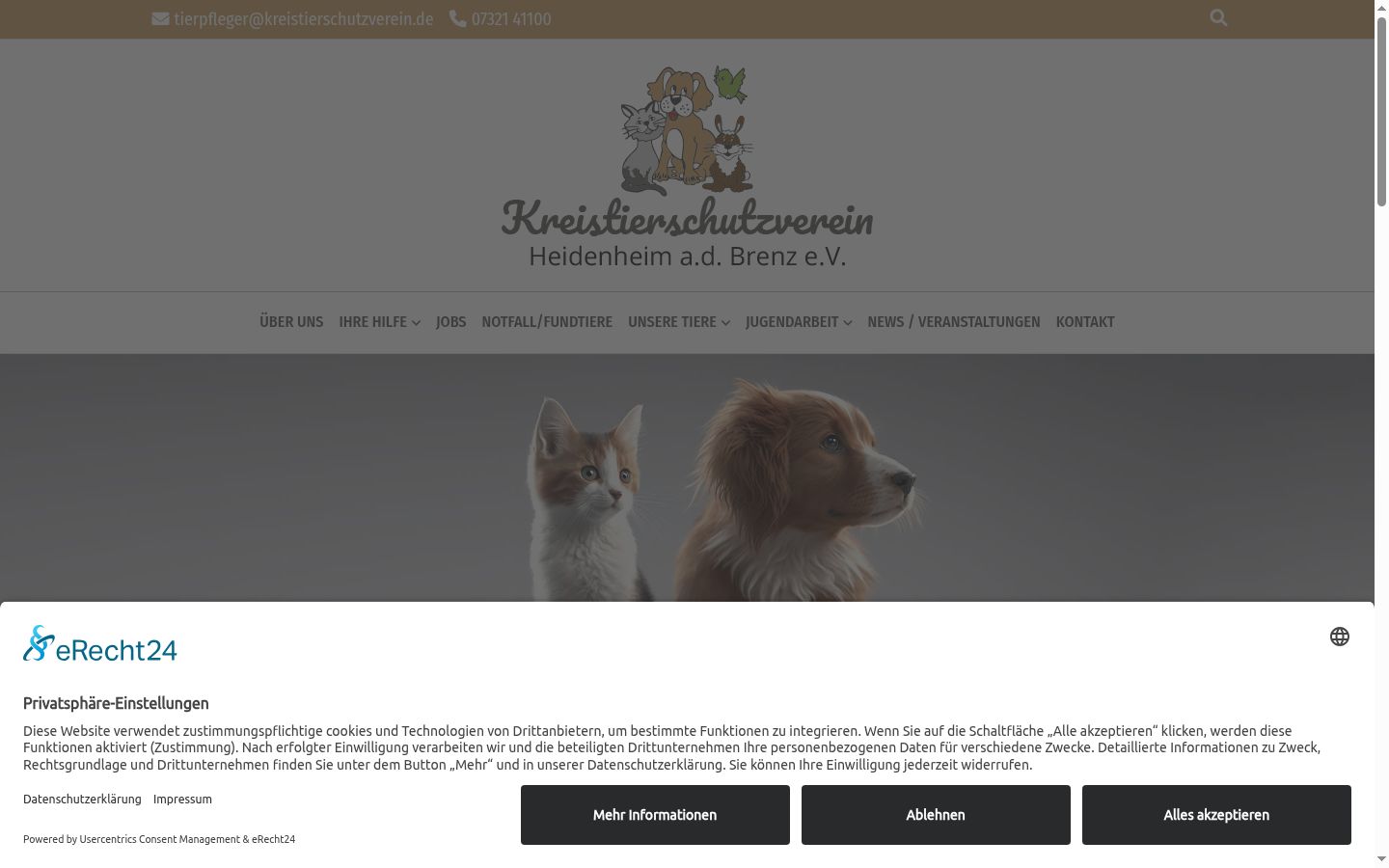 Screenshot des Einwilligungsbanners vor jeglicher Interaktion