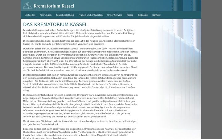 Screenshot of krematorium-kassel.de