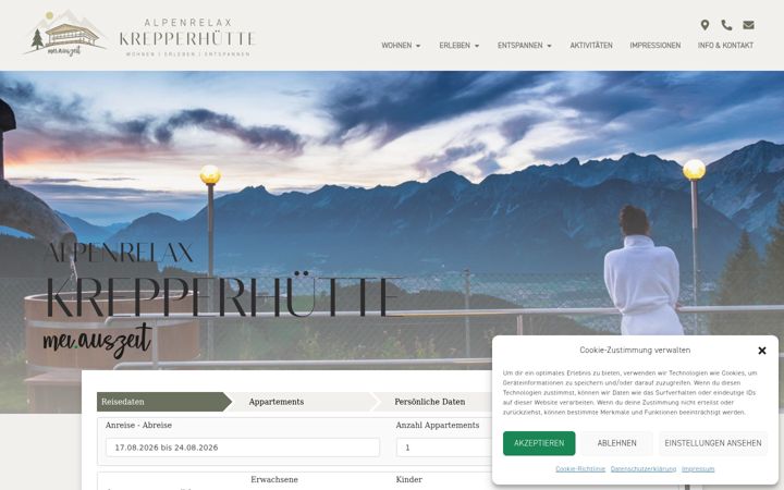Snímek obrazovky krepperhuette.com