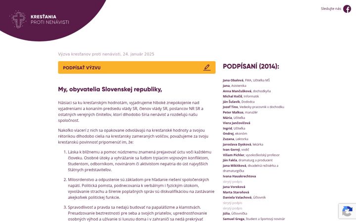 Screenshot of krestaniaprotinenavisti.sk