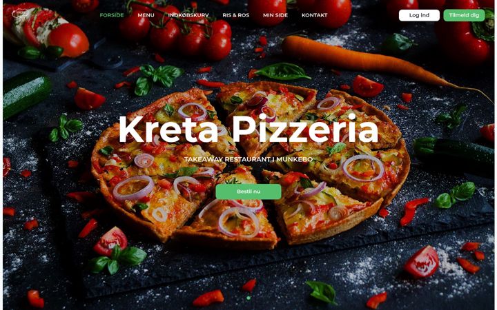 Screenshot of kreta-pizza.dk