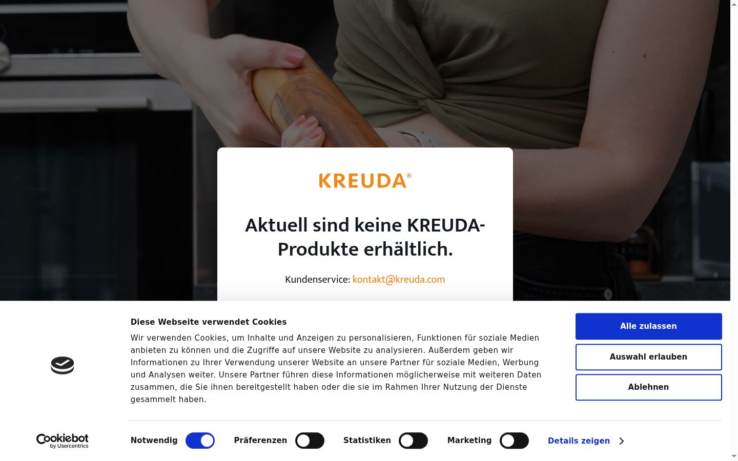 Posnetek zaslona pasice za privolitev, prikazane pred kakršno koli interakcijo