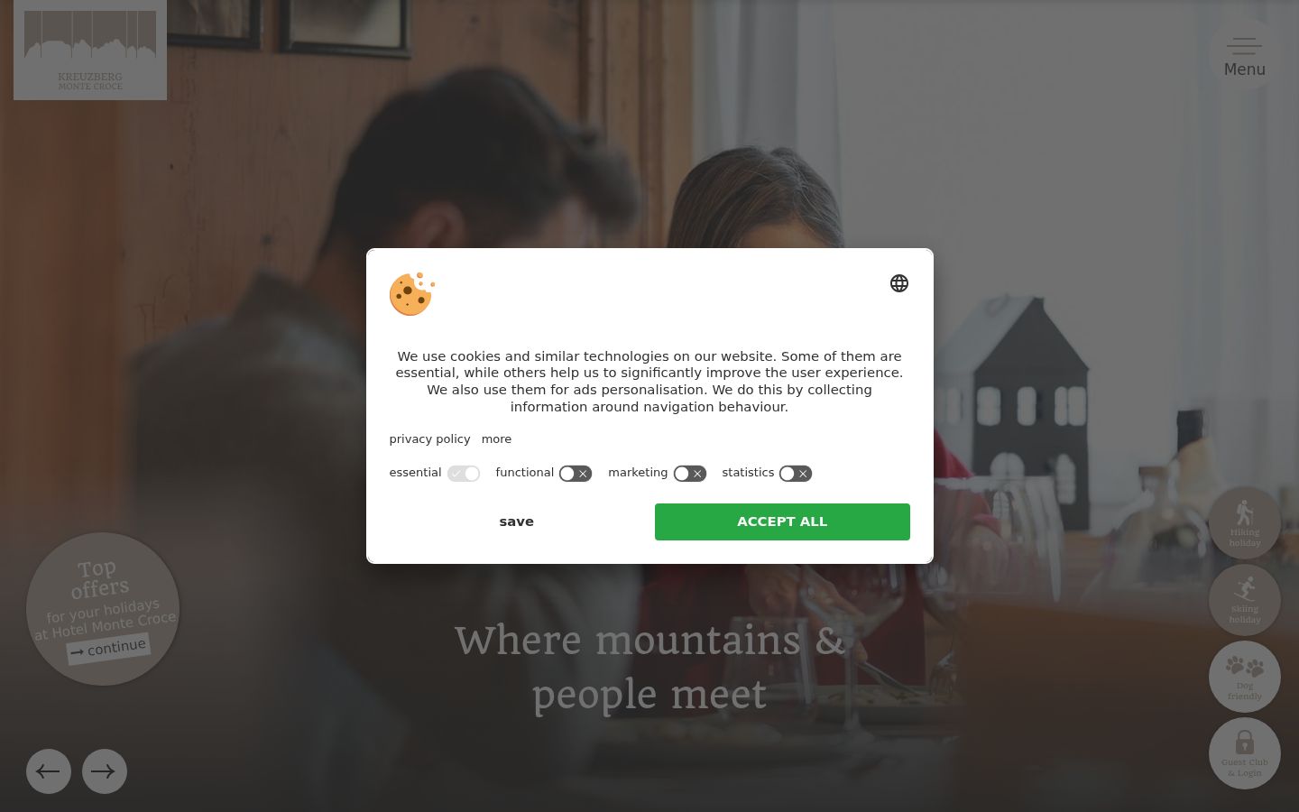 Screenshot del banner di consenso mostrato prima di qualsiasi interazione