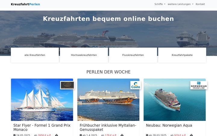 Screenshot of kreuzfahrt-perlen.de