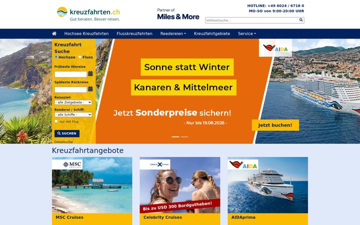 Screenshot of kreuzfahrten.ch
