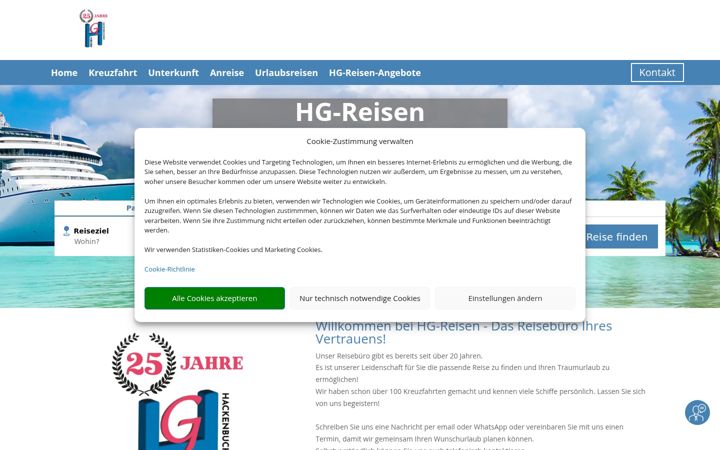Screenshot of kreuzfahrtenseite.de