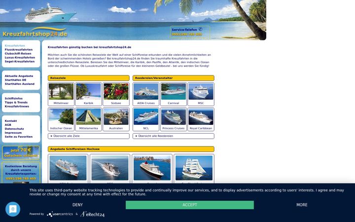 Screenshot of kreuzfahrtshop24.de