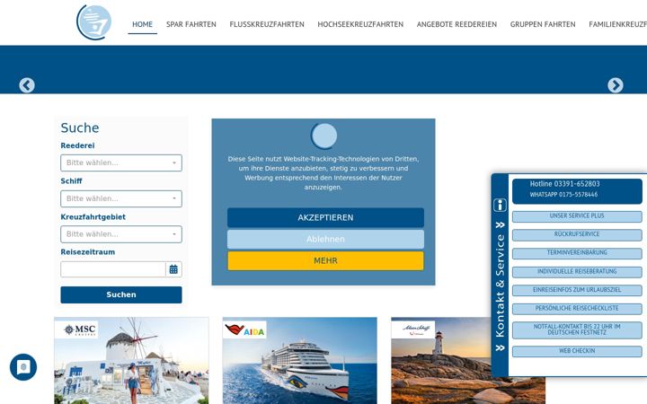 Screenshot of kreuzfahrtzentrum.de