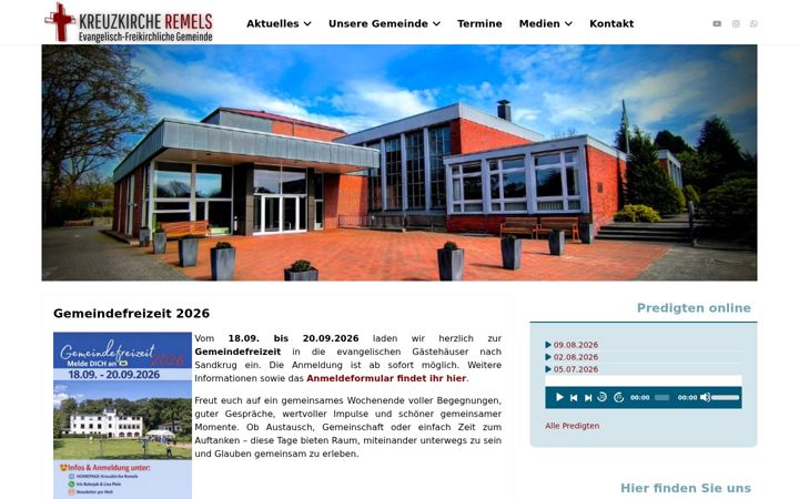 Screenshot of kreuzkirche-remels.de