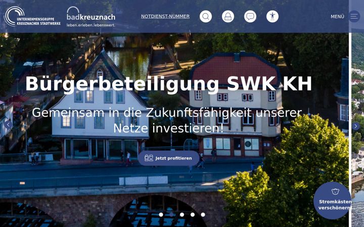 Skärmbild av kreuznacherstadtwerke.de