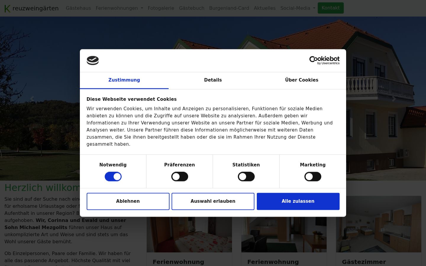 Screenshot van de toestemmingsbanner zoals getoond vóór enige interactie
