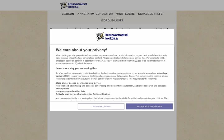 Screenshot of kreuzwortraetsellexikon.de