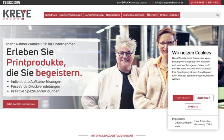 Screenshot of kreye-siebdruck.de