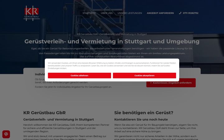 Screenshot of krgeruestbau.de
