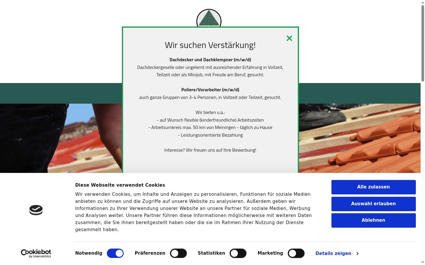 Screenshot van de toestemmingsbanner zoals getoond vóór enige interactie