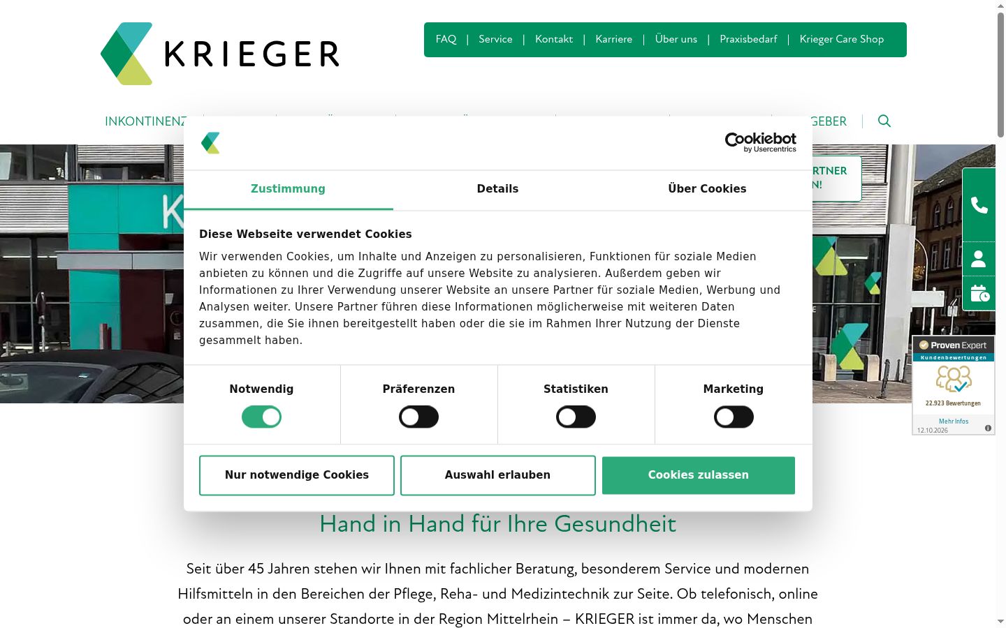 Screenshot tal-banner tal-kunsens muri qabel kwalunkwe interazzjoni