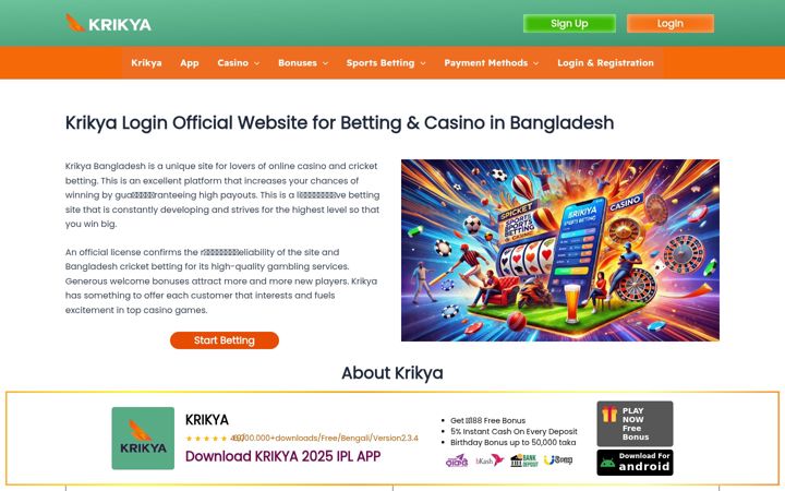 Screenshot of krikya168vip.com