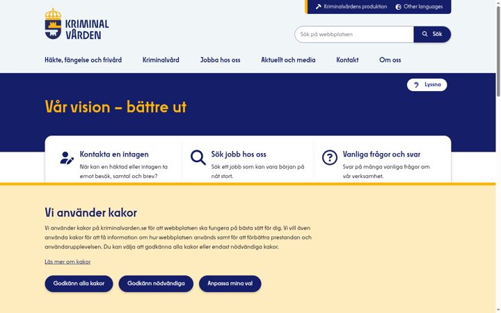Screenshot of kriminalvarden.se