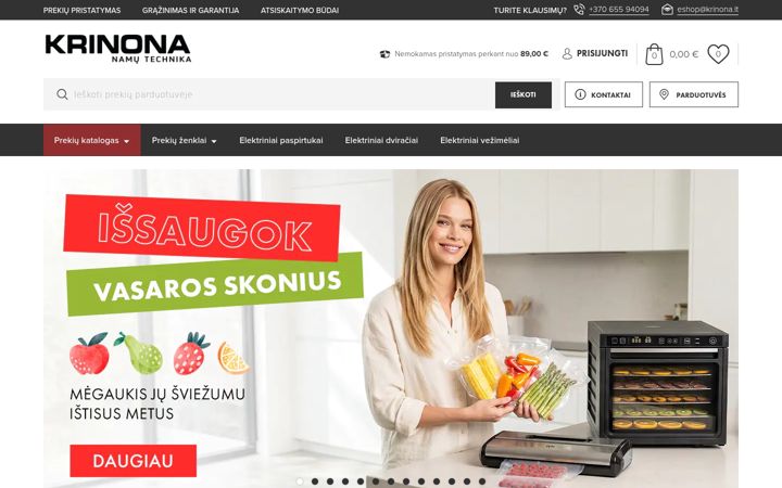 Екранна снимка на krinona.lt