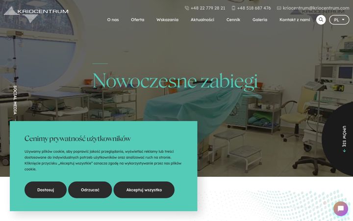 Screenshot of kriocentrum.com