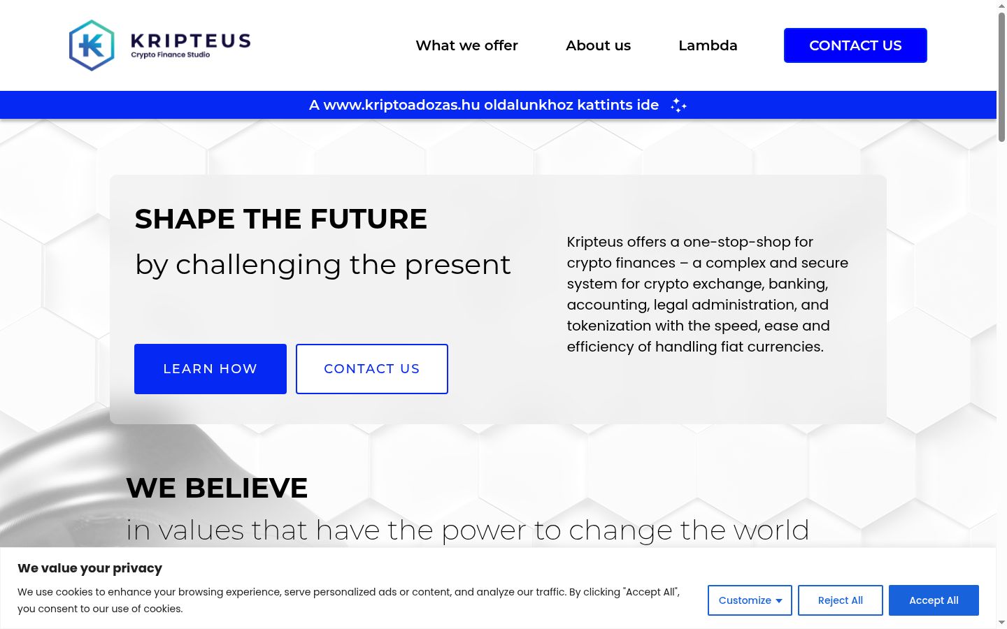 Screenshot of the consent banner shown before any interaction