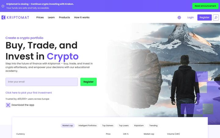 Screenshot of kriptomat.io