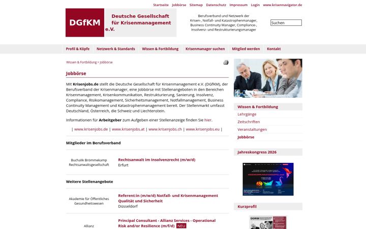 Screenshot of krisenjobs.ch