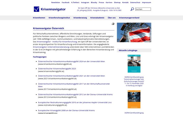 Screenshot of krisennavigator.at