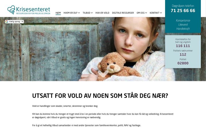 Screenshot of krisesenteretmolde.no