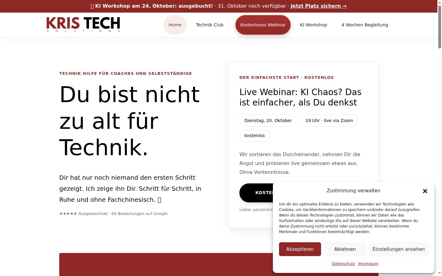 Screenshot del banner di consenso mostrato prima di qualsiasi interazione