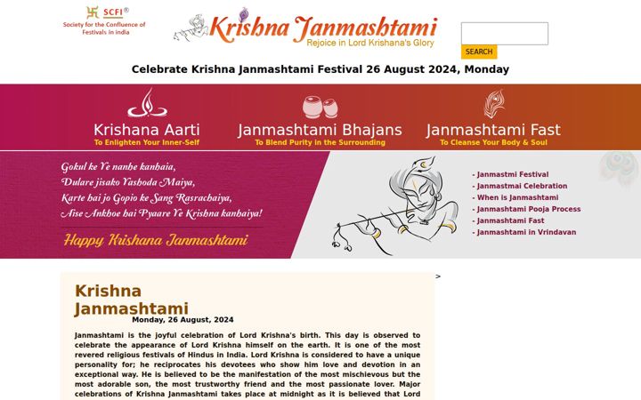Screenshot of krishnajanmashtami.com
