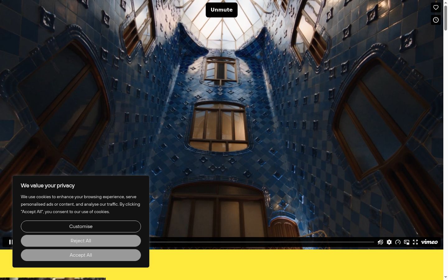 Screenshot del banner di consenso mostrato prima di qualsiasi interazione