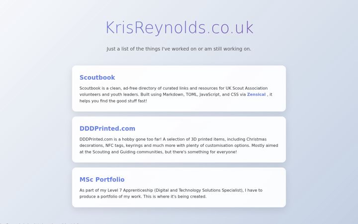 Screenshot of krisreynolds.co.uk