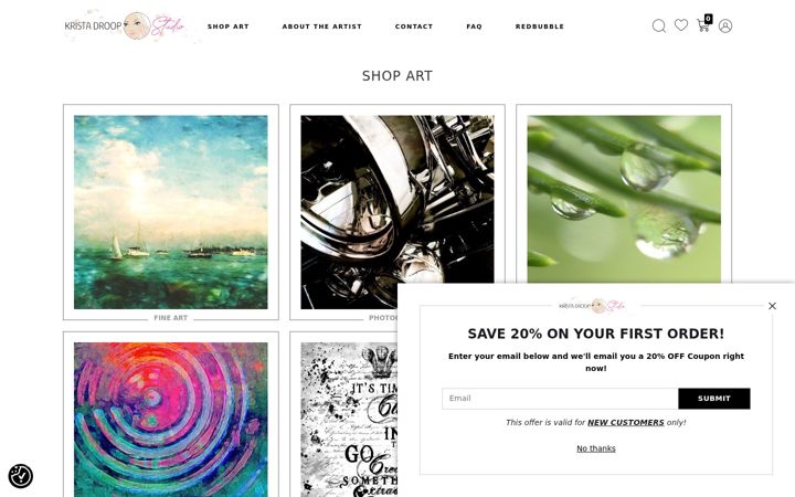 Screenshot of kristadroopstudio.com