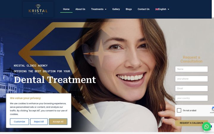 Screenshot of kristalclinic.com