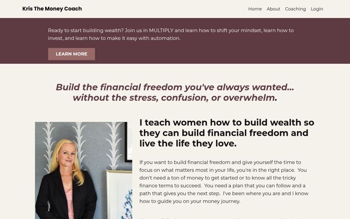 Screenshot of kristhemoneycoach.com