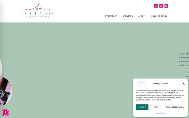 Screenshot of kristialvesmakeup.com