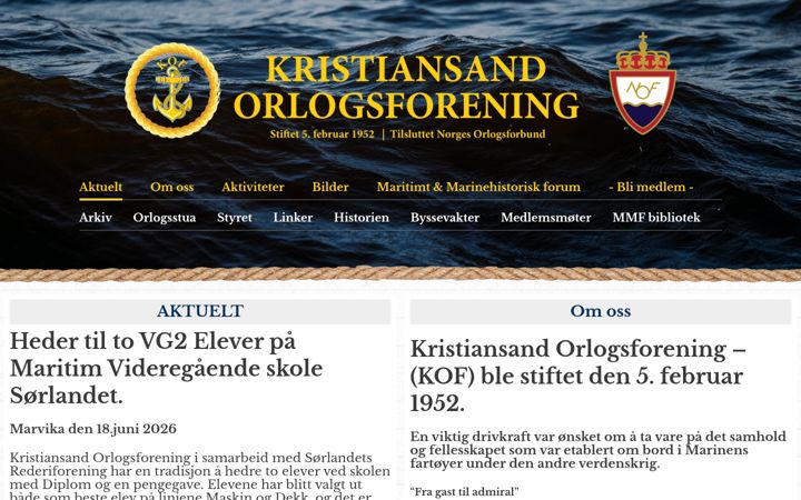 Screenshot of kristiansand-orlogsforening.no