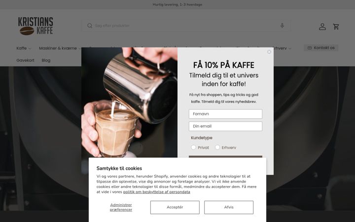 Screenshot of kristianskaffe.dk