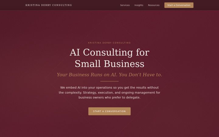 Screenshot of kristinaderby.com