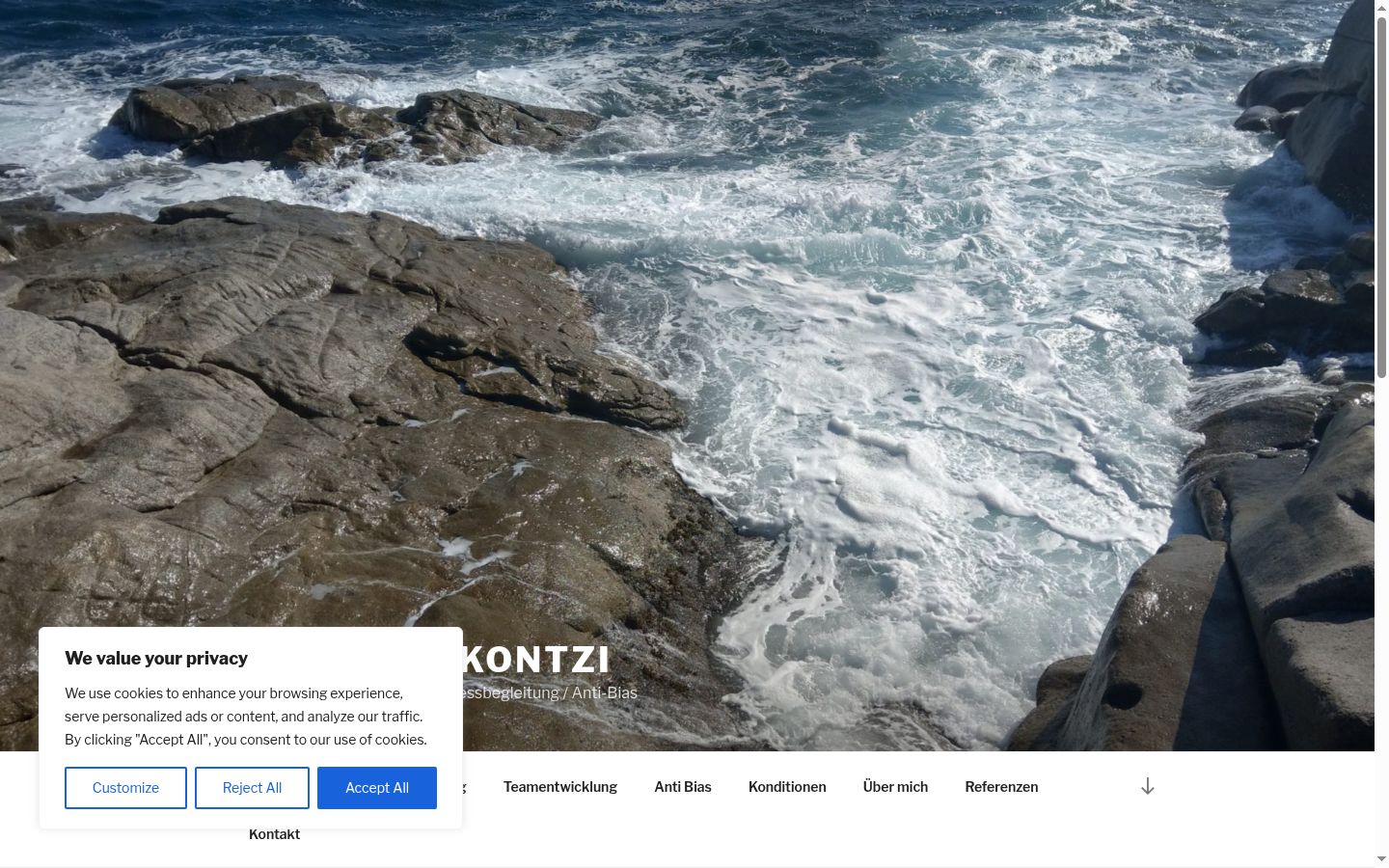 Captura de pantalla del banner de consentimiento mostrado antes de cualquier interacción