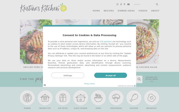Screenshot of kristineskitchenblog.com