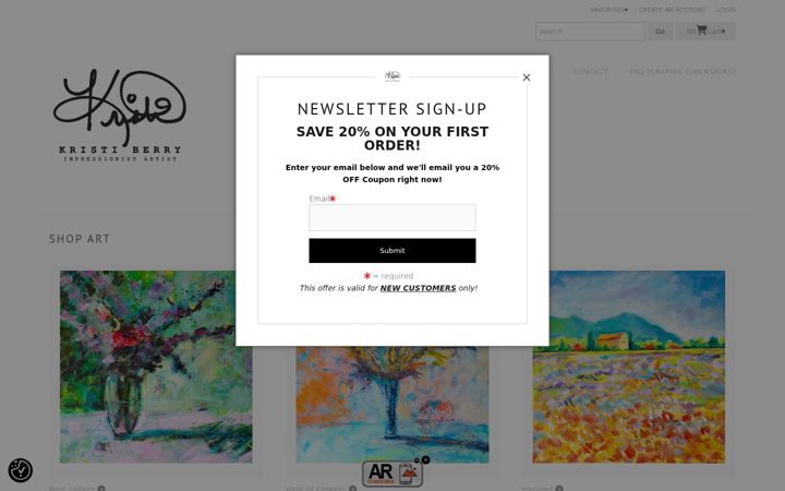 Screenshot of kristisartgallery.com