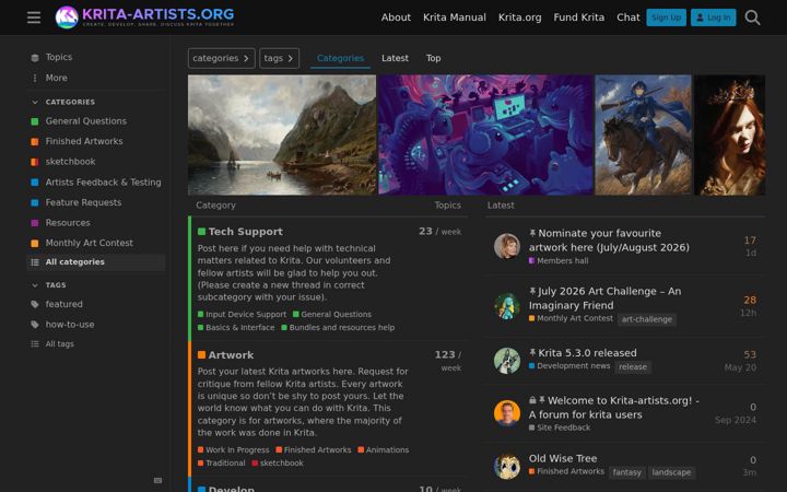 Screenshot of krita-artists.org