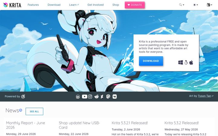Screenshot του krita.org